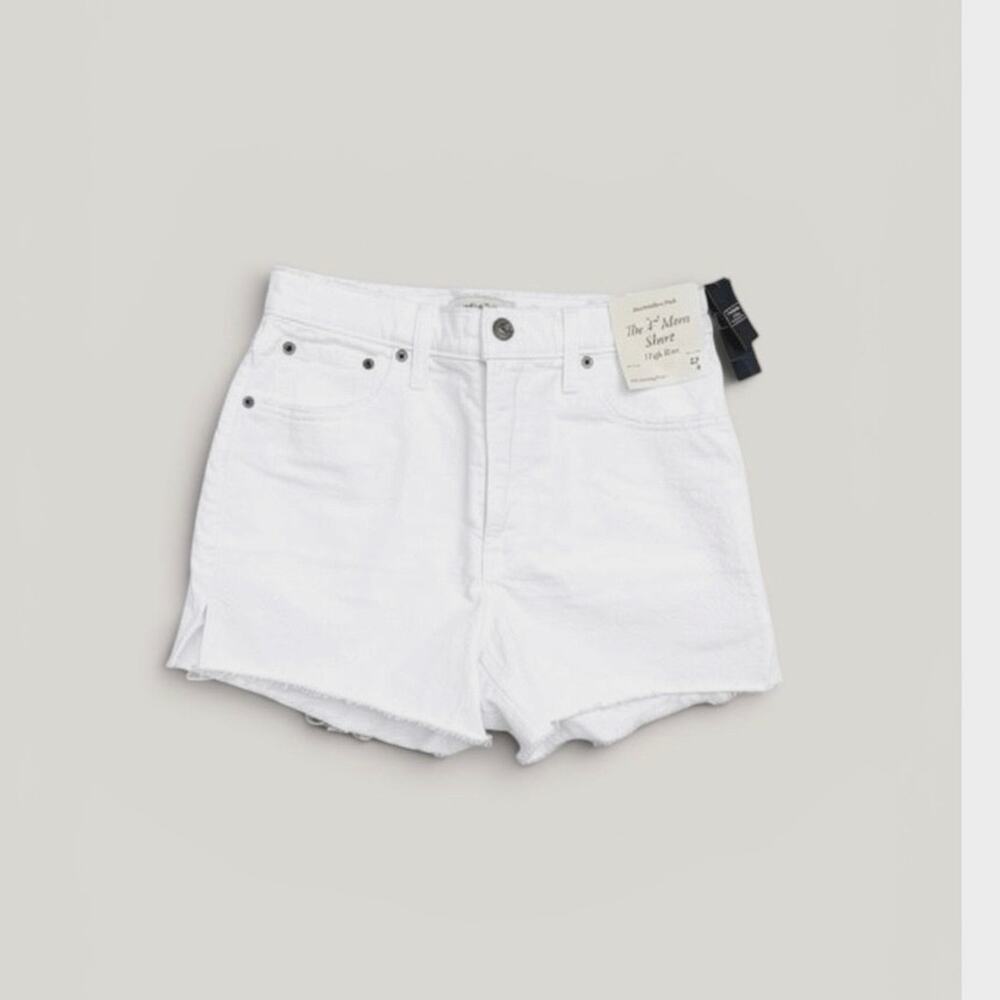 Abercrombie & Fitch The 4” High Rise White Denim Frayed Hem Shorts Size 4 /27